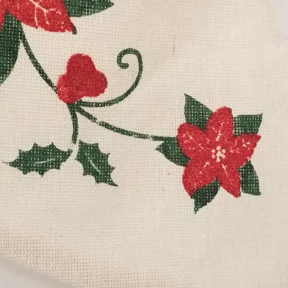 Handmade 16" sparkly poinsettia Christmas stocking can be embroider or cross sti - Picture 4 of 8